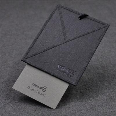 China Customized Fashion Viable New Black Design Embossed Hang Tag Special Gift String Tag For Own Logo Apparel for sale