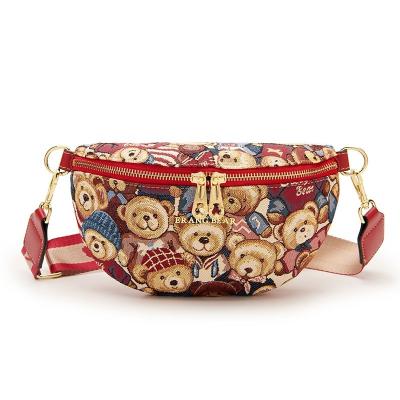 China Damask bear attached to the spring and summer new spring and light summer fashionable recreational shoulder bag bag canvas chest package askew for sale