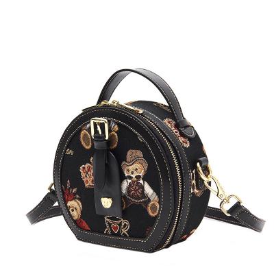 China Hot Good Quality Metal Round Zipper Fashion Shoulder Handheld Cartoon Bear Bags Fashion Soft Handbag for sale