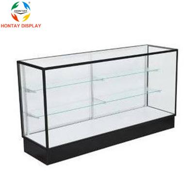 China Aluminum+Tempered Glass+UV Full Base Plate Vision Showcase With LED Lighting Tall Glass Display Cabinets Products for sale