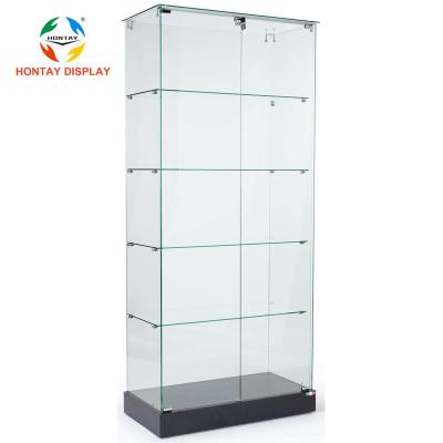 China Aluminum+Tempered Glass+UV Base Plate Floor Standing High Full Vision Products Showcases Glass Cabinet Showcase for sale