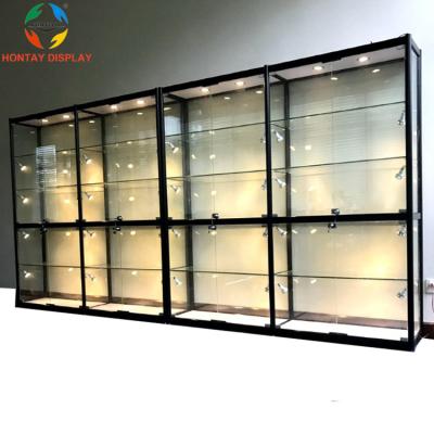 China Aluminum+Tempered Glass+UV Base Plate Standard And Customized Full Vision Showcase Aluminum With Led Light Glass Showcase Display Cabinet For Products Display for sale