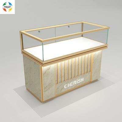 China Glass Jewelry Display Counter With LED Light Color Glass Jewelry Display Luxury High Grade Marble Counter With LED Light for sale