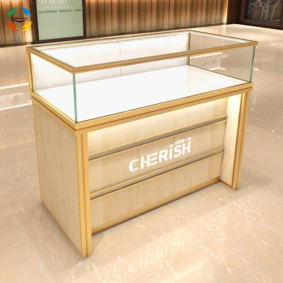 China Custom High End High End Drawers Display For Jewelry Mall New Design Glass Aluminum Free Standing Display Cabinet for sale