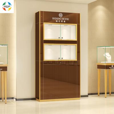 China Luxury Exhibition Kiosk Tall Back Wall Standing High-Grade Luxury Exhibition Kiosk Storefront Tall Back Wall Standing Lockble Multi Glass Door Antique Display Cabinet for sale