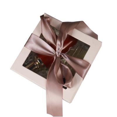 China Recycled Materials Wholesale Premium High Quality Luxury Clear Window Cardboard Paper Gift Boxes For Packaging With Ribbon Closure for sale