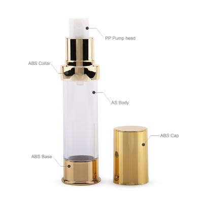 China Customized Colors Customized Cosmetic Liquid Airless Pump Lotion Bottle Normal 30ml 20ml 15ml Pump Lotion Bottle for sale