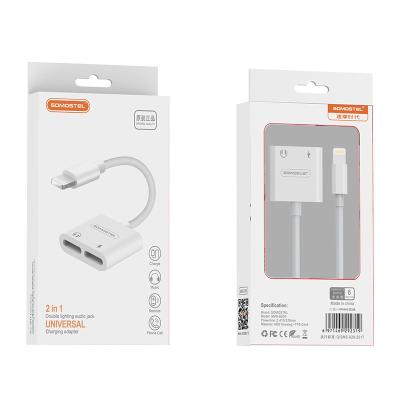 China Mobile phone 2 In1 adapter charger audio cable for aux cable converter. Dual Earphone Headset For Iphone 11 Charging Splitter for sale