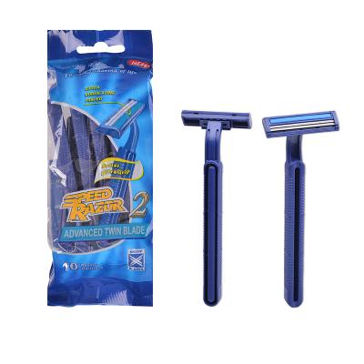 China Twin Blade Twin Blade Disposable Razor With Blue Plastic Handle For Whole Sale for sale