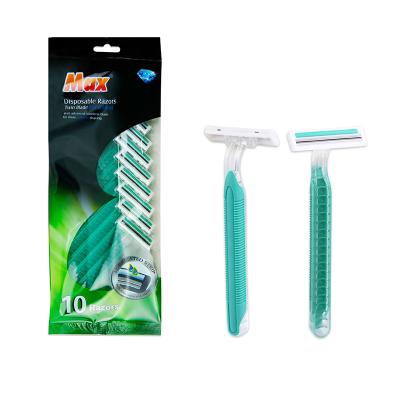 China Twin Blade Transparent Material Handle Twin Blade With Lubricant Strip Razor for sale