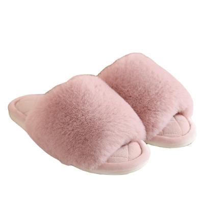 China Fashion Trend Customized Logo Fluffy Furry Comfortable Fashion Home Durable Light Weight To Keep Warm Winter Slipper For Women for sale