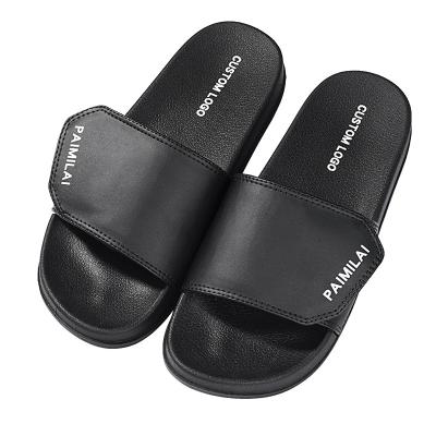 China Fashion Trend Customized Velcro Printing Logo Slide Indoor Men's Slides Shoes Summer Sandals for sale