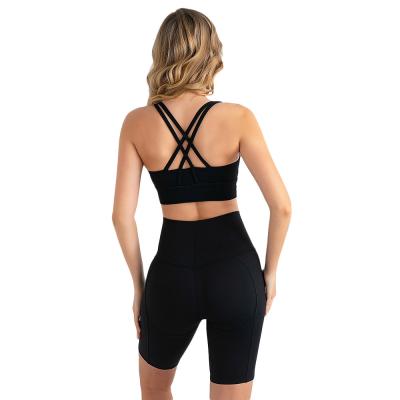 China Aliexpress Summer Sale New Style Gold Spring Yoga Sports Female Back Breathable Clothing Two-Piece Suit Beautiful Warm Breathable Gaiters Wholesale for sale