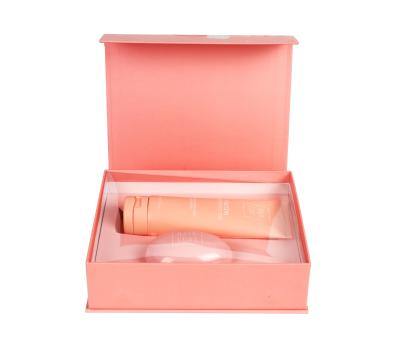 China Recyclable Luxury Custom Paper Cosmetics Boxes Magnetic Shipping Cardboard Pink Skin Care Gift Box for sale