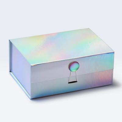 China Recyclable Glossy Magnetic Holographic Cosmetic Packaging Box Hologram Cardboard Shipping Cardboard Holographic Tumbler Box for sale