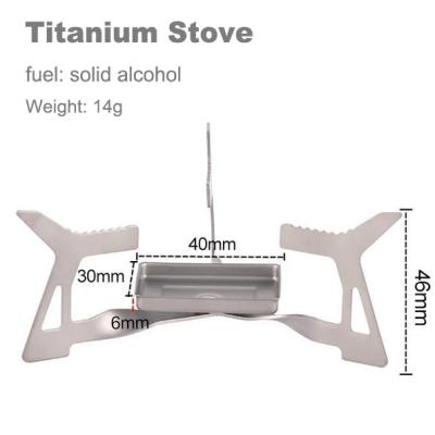 China Camping Sale Mini Stove 14g Titanium Hot Light Titanium Solid Alcohol Stove for sale