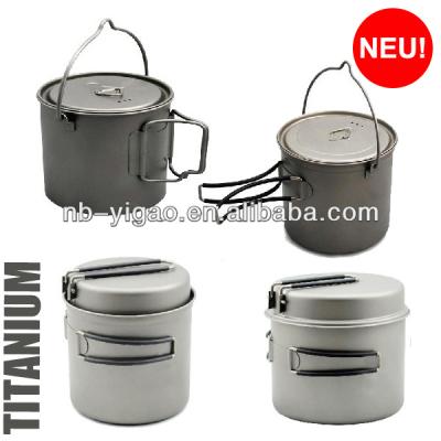 China camping pot titanium titanium pot titanium cookware set camping cookware YC7055 for sale