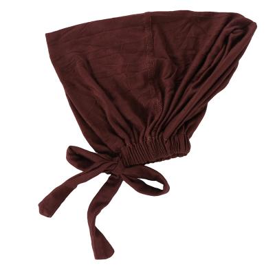 China Elastic Strap Base Cap Wholesale Pure Color cotton Islamic Muslim Elastic Tie Back Underscarf Hijab Headscarf for sale