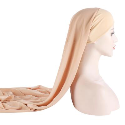 China New Women Chiffon 175*70cm Bandage Chiffon Convenient Shawl Hijabs Long Chiffon Head Wrap Headscarf Rope Muslim Islamic Style for sale