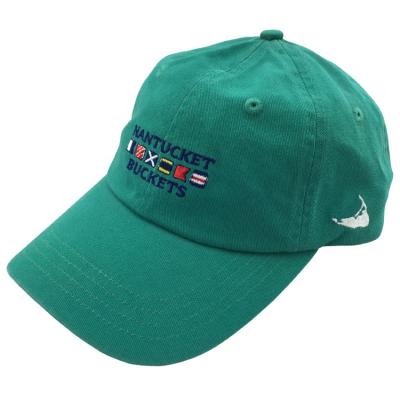 China Green 6 COMMON Panel Vintage OEM Cotton Unstructured Baseball Cap With Embroidered Logos And Leather Back Strap for sale