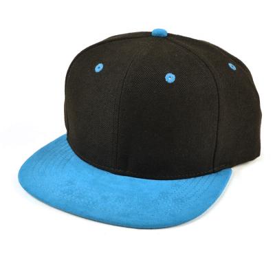 China Kpop 6 JOINT Panel Snapback Hats Black Empty Hat With Suede Brim for sale