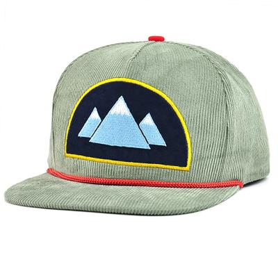 China COMMON Cool Flat Bill 5 Panel Embroidery Corduroy Snapback Hat Flat Cap for sale