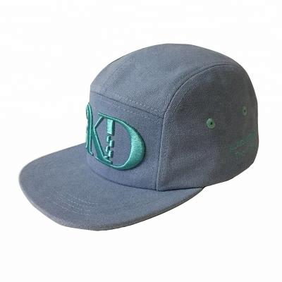 China JOINT Hip Hop Blue Hemp 5 Panel Snapback Caps Hats With Custom 3D Embroidered Logo for sale