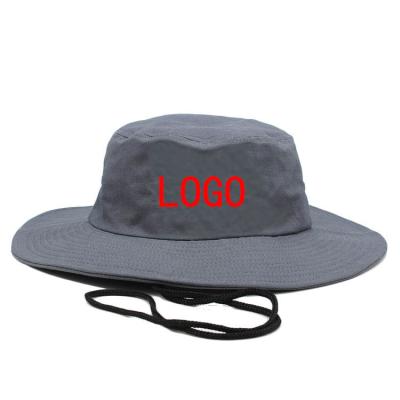 China Custom Character Outdoor Sport Sun Fisherman Bucket Hats With String Logos And String for sale