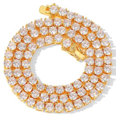 China Hiphop 3mm 4mm Gold Hip Hop 5mm Copper Bling Silver CZ Zircon Zircon Tennis Chain Iced Out Jewelry Wholesale Price Necklace for sale