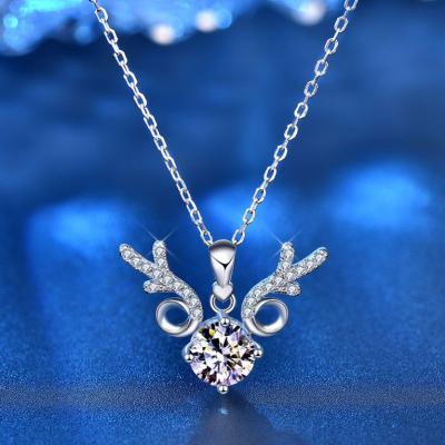 China CLASSIC Luxury Pendant Necklace 1ct VVS Moissanite Anniversary Gifts for Women 925 Sterling Silver Necklace Fine Jewelry for sale