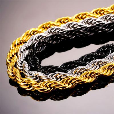 China New Gold Hiphop 2020 Stainless Steel Rope Chain 5mm 6mm Fashion Ladies Jewelry Necklace Factory Cheap Price for sale