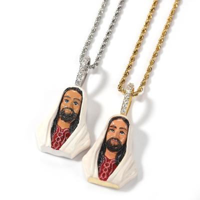 China Hiphop Uwin Newtrendy 3d Iced Out Jesus Face Charms Pendant Necklace Rapper Jewelry for sale