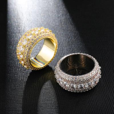 China 2021 New Trend Hip Hop Brass Cubic Zircon Ring Iced Out Ring Hip Hop For Men Jewelry for sale