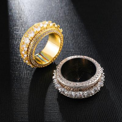 China Hiphop Trend Brass Iced Out Rotating Ring Hip Hop For Men Fashion Jewelry for sale