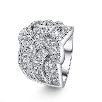 China TRENDY New Fashion High Quality Baguette Silver Bling Diamond Ring For Women for sale