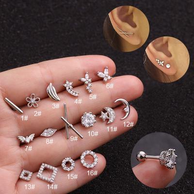 China Hiphop Women Stud Piercing Jewelry Titanium Stainless Steel Flower Earrings for sale