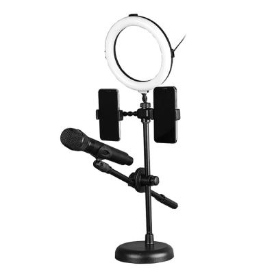 China Foldable Adjustable Mobile Telescopic Universal Angle Phone Stand Adjustable With Ring Light for sale