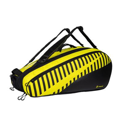 China Tour Bag Waterproof Sports Bag Large Capacity Yellow Tennis Rackets Travel Bag With Thermal Pocket And Separate Shoes Compartment for sale