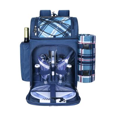 China Waterproof Insulated Picnic Basket Backpack Leak Proof Cooler Backpack Wine Holder Backpack For Picnic Beach Camping for sale