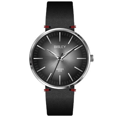 China Unspecific Luxury Men's Quartz Watch Dial Gunmetal PU Leather Strap Simple Classic Watch for sale