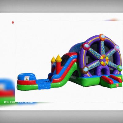 China Combo Party/Rental/Retail/Backyard/Amusement Park/Public Jumper etc. 2-Lane Ferris Wheel Inflatable Commercial Bounce House Combo Castle Jumper With Pool for sale