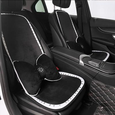 China Winter black and white general plush sports car cushion four season car set breathable comfortable cushion for sale