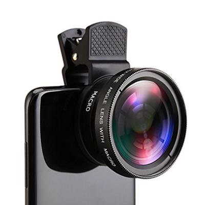 China 0.45X optical glass 2 in 1 macro cell phone wide angle camera lens for sale