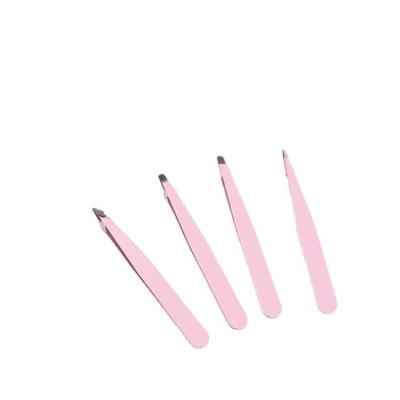 China Durable 4pcs Eyelash Tweezer Set Eyebrow Clips Hair Removal Tweezers Stainless Steel Makeup Beauty Tool Black/pink for sale