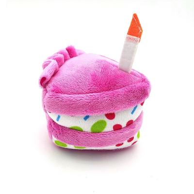 China Low Price Sweet Sustainable Birthday Maker Pet Toys Plush Cake Vocal Moral Shake For Dog And Cat for sale