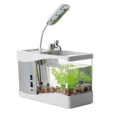 China USB Viable Mini Jelly Fish Tank Accessories Calendar Pen Holder Acrylic Table Organizer Pen Desk Holders for sale