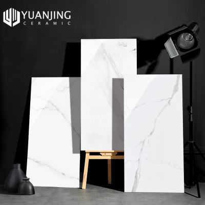 China Europe Calacatta Matt White Marble Effect Porcelain Tile 400x800 Glazed Vitrified Tiles Rectangle Floor Tiles for sale