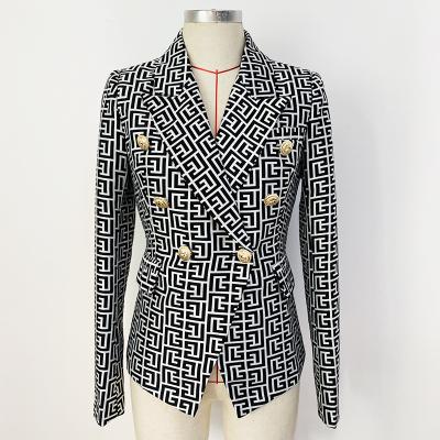 China 2021 Viable Autumn New Women Casual Clothing Ladies Fashion Slim Geometric Pattern Blazer Jacket for sale