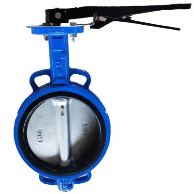 China DN200 Ductile Iron Hand Lever Operated Ductile Iron Wafer Butterfly Valve for sale