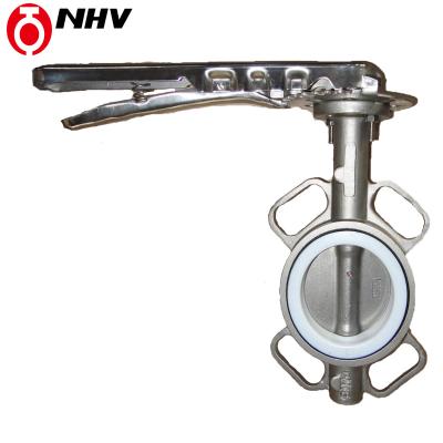 China SS316 hand lever operated wafer type dn100 stainless steel butterfly valve for sale